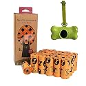 Scented Dog Poop Bags, Extra Thick and Strong Poop Bags for Dogs, Biodegradable, Leak-proof, Poop Dispenser Included, 9 x 13 inches, 21 Rolls, 315 Bags (Orange)