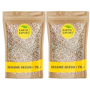 kartik export natural unpolished white sesame seeds white til beej 2kg pack of 2 x 1kg