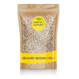 kartik export white sesame seeds unhulled  white til  tal  indian spices - 500 grams