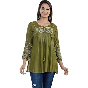 Kartik Fashion Women Rayon Embroidered Regular Top