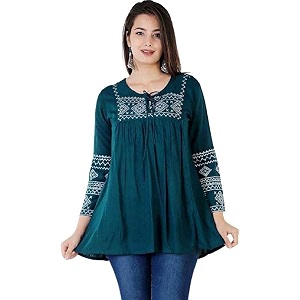 Kartik Fashion Women Rayon Embroidered Regular Top