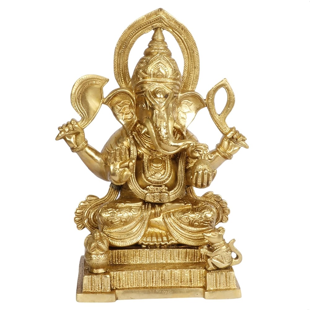 Statue De Ganesh En Laiton - Idole Divine Pour Décorer Votre Entrée Ou Autel