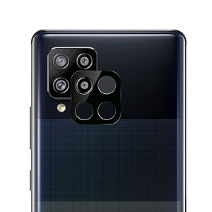 compatible with samsung a42  m42 black back camera lens protector tempered glass - full camera coverage and easy installation kit