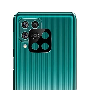 compatible with samsung f62 black back camera lens protector tempered glass - full camera coverage and easy installation kit