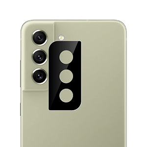 compatible with samsung s21 fe black back camera lens protector tempered glass - full camera coverage and easy installation kit