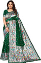 Karuna Creation Woven, Embroidered, Striped Paithani Art Silk, Silk Blend Saree (Green)