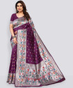 Karuna Creation Woven, Embroidered, Striped Paithani Art Silk, Silk Blend Saree (Maroon)