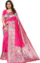 Karuna Creation Woven, Embroidered, Striped Paithani Art Silk, Silk Blend Saree (Pink)