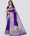 Karuna Creation Woven, Embroidered, Striped Paithani Art Silk, Silk Blend Saree (Purple)