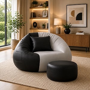 karuto 4xl lounger chair for living room bean bag  without beans  upto 150 kg greyblack 4xl