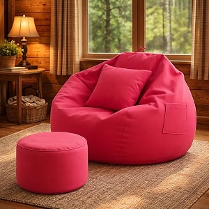 karuto 4xl lounger chair for living room bean bag cover without beans  upto 150 kg cover only pink 4xl