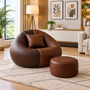 karuto 4xl lounger chair for living room bean bag  without beans  upto 150 kg premimum brown-black 4xl