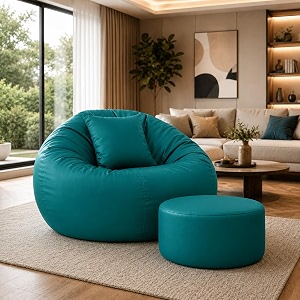 karuto 4xl lounger chair for living room bean bag cover without beans  upto 150 kg cover only teal 4xl