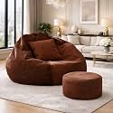 karuto 4XL Lounger Chair for Living Room, Bean Bag Cover Without Beans | Upto 150 Kg (Cover Only) (Tan-Brown, 4XL)