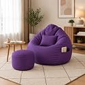 karuto 4XL Lounger Chair for Living Room, Bean Bag Cover Without Beans | Upto 150 Kg (Cover Only) (Purple, 4XL)