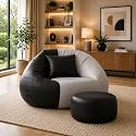 karuto 4XL Lounger Chair for Living Room, Bean Bag | Without Beans | Upto 150 Kg (Grey::Black, 4XL)