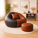 karuto 4XL Lounger Chair for Living Room, Bean Bag | Without Beans | Upto 150 Kg (Tan- Black, 4XL)