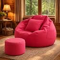 karuto 4XL Lounger Chair for Living Room, Bean Bag Cover Without Beans | Upto 150 Kg (Cover Only) (Pink, 4XL)