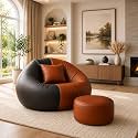 karuto 4XL Lounger Chair for Living Room, Bean Bag Cover Without Beans | Upto 150 Kg (Cover Only) (Tan-Black, 4XL)