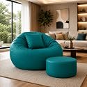 karuto 4XL Lounger Chair for Living Room, Bean Bag Cover Without Beans | Upto 150 Kg (Cover Only) (Teal, 4XL)