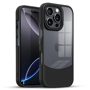 karwanultra-hybrid shockproof back cover case for iphone 16 pro  camera protection bump shockproof back cover case for iphone 16 pro pc amp tpu smoked matte sides black
