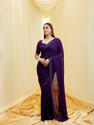KASEE Embroidered Bollywood Georgette Saree Purple