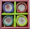 kashi diya creation Laxmi Diya -01 Terracotta (Pack of 4) Table Diya Set