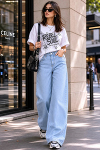 KASHIAN Loose Fit Women Light Blue Jeans