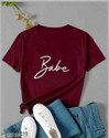 KASHIAN Printed Women Round Neck Maroon T-Shirt