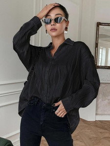 kashian women solid casual black shirt