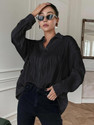 KASHIAN Women Solid Casual Black Shirt