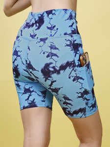 kashikey creation printed women reversible blue high waist shorts