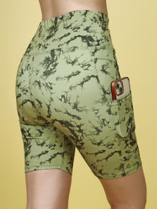 kashikey creation printed women reversible green high waist shorts