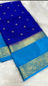 KASHIROYALS Solid Plain Banarasi Crepe Saree