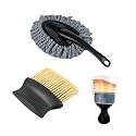 KASHIVAL 3 Pcs Car Interior Cleaning Brush Combo with Soft Microfiber Car Cleaning Mop Duster Multipurpose Dust Cleaner (Medium Duster and 2 Brushes)