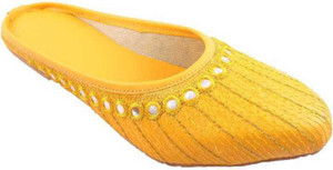 kashmiri collection jaipuri womens traditional slip-on jutti ethnic mule for women yellow  3