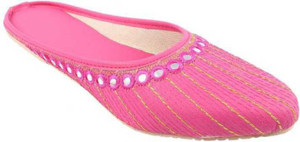 kashmiri collection jaipuri womens traditional slip-on jutti ethnic mule for women pink  7
