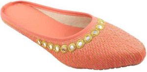 kashmiri collection jaipuri womens traditional slip-on jutti ethnic mule for women orange  8