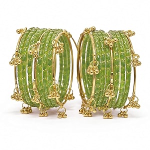 Kashmiri Ghangharoo Glass Bangle Set for Women