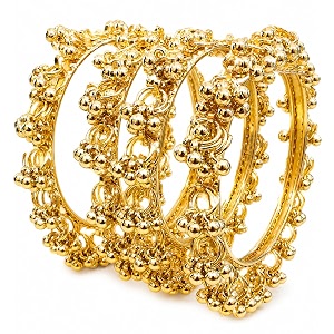 kashmiri ghungroo bangles set of 4 for women  american diamond stone gold tone chudi  traditional ethnic jewellery for wedding bridal daily wear amp festivals