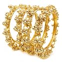 Kashmiri Ghungroo Bangles Set of 4 for Women | American Diamond Stone Gold Tone Chudi | Traditional Ethnic Jewellery for Wedding, Bridal, Daily Wear & Festivals