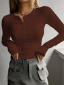 Kashonaa Casual Solid Women Brown Top