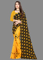 kashvi sarees Polka Print Daily Wear Georgette Saree (Black, Yellow)