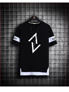 kaspy printed men round neck black t-shirt