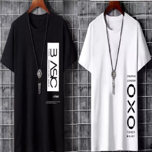 kaspy printed men round neck black white t-shirt