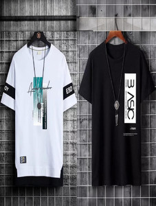 kaspy printed men round neck black white t-shirt