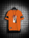 KASPY Men Printed Round Neck Polyester Orange T-Shirt