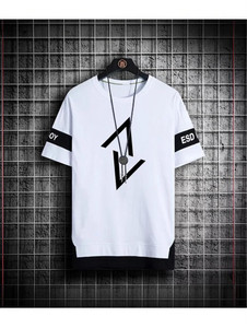 kaspy printed men round neck white t-shirt