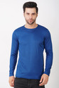 KASPY Solid Men Round Neck Dark Blue