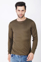 KASPY Solid Men Round Neck Dark Green